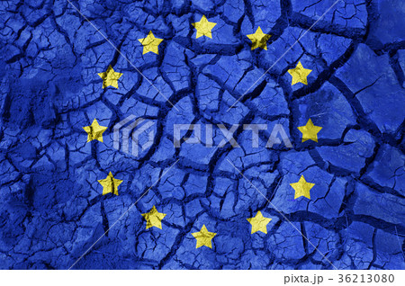 flag of europe on cracked ground background 36213080