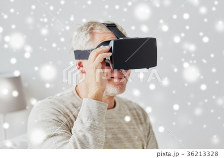 old man in virtual reality headset or 3d glasses old man in virtual reality headset or 3d glasses 36213328