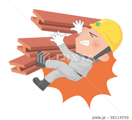 作業現場事故 鉄板が倒れて 下敷きになった のイラスト素材