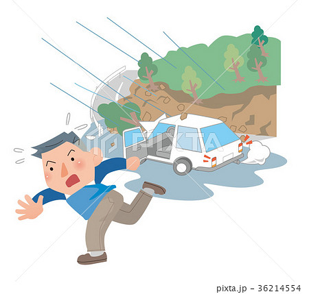 Dangerous Natural Disasters Landslide In Stock Illustration