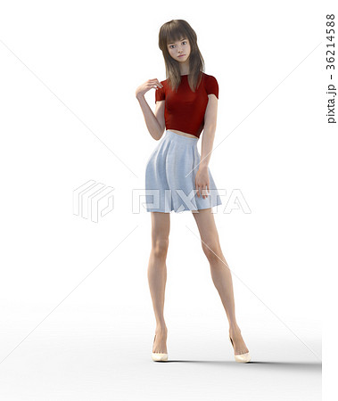 ポーズする綺麗な脚の女性 Perming3dcgイラスト素材のイラスト素材