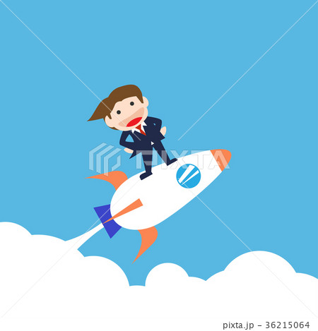 Businessman Standing the rocket , Vector cartoon Businessman Standing the rocket , Vector cartoon 36215064