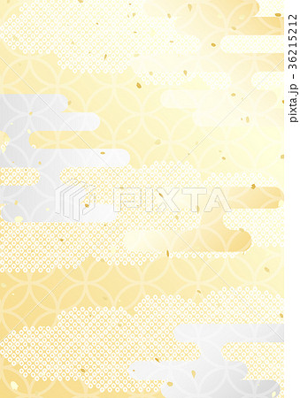 金銀　霞　和柄　背景 36215212