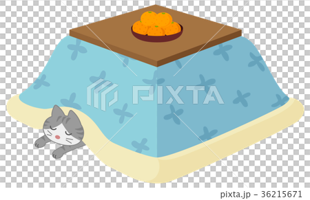 Kotatsu and the cat (blue) - Stock Illustration [36215671] - PIXTA