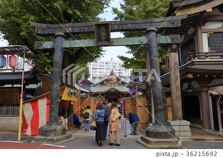 学問の神様 湯島天神の鋳造鳥居と社殿 36215692