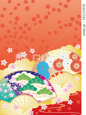 背景素材-和柄（さくら,扇） 36215939