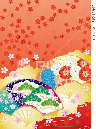 背景素材-和柄（さくら,扇）1テクスチャ 36215940