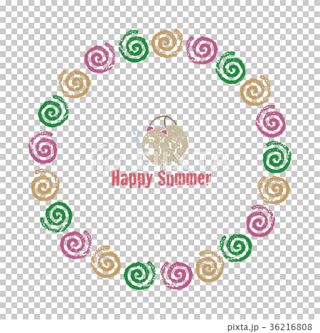 Mosquito coil incense wreath and pork incense holder, summer greeting card 36216808