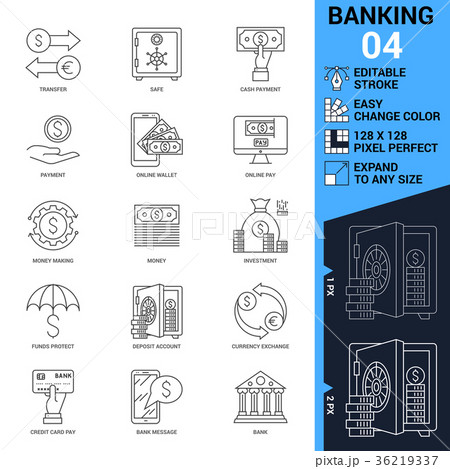 Banking icons set. Thin Line Vector Illustration Banking icons set. Thin Line Vector Illustration 36219337