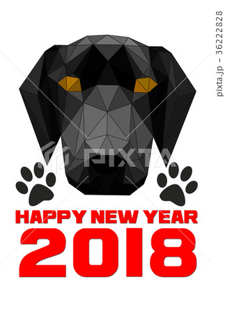 年賀2018　抽象的な犬と賀詞 36222828