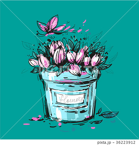 Fancy Bouquet of tulips in a bucket for you design Fancy Bouquet of tulips in a bucket for you design 36223912