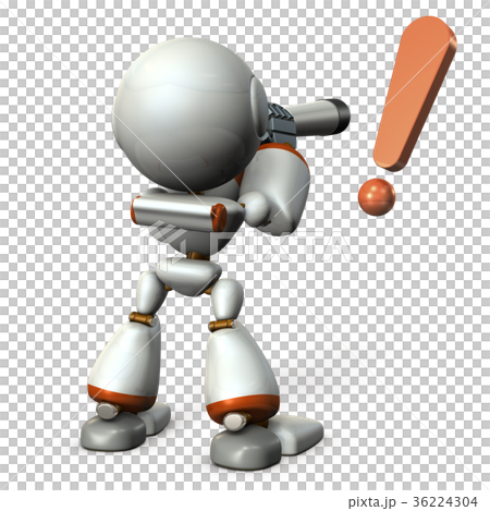 望遠鏡を覗くキュートなロボット（後ろ姿） 36224304