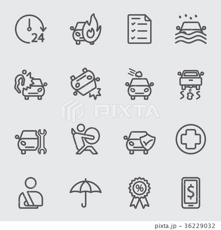 Car insurance line icon 36229032