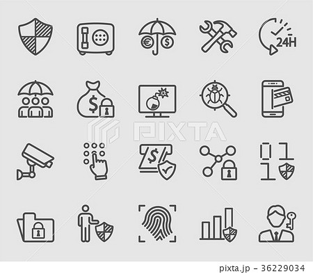 Business insurance and Security line icon Business insurance and Security line icon 36229034