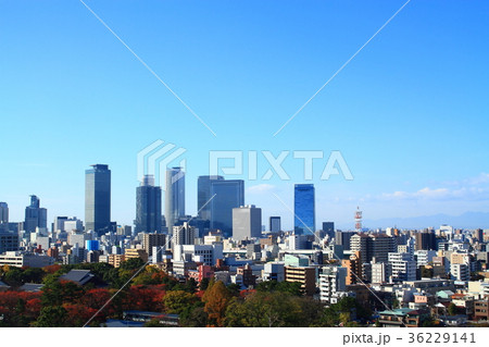 名古屋城天守閣から見た名古屋市　都市風景 36229141