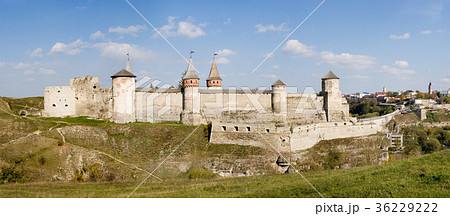 Panoramic view to castle in Kamianets-Podilskyi Panoramic view to castle in Kamianets-Podilskyi 36229222