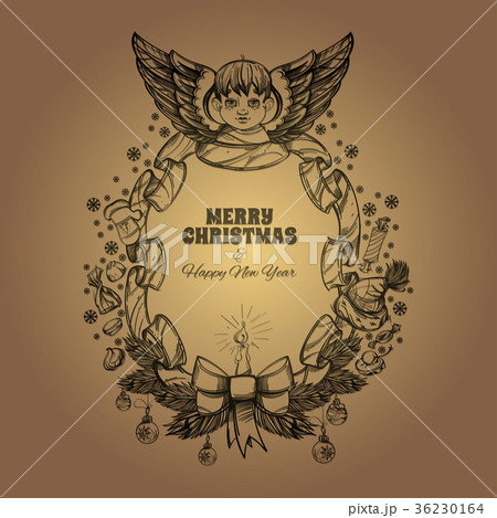 Beautiful angel with a frame made of ribbon Beautiful angel with a frame made of ribbon 36230164