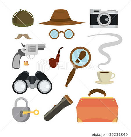 Detective Items Set Vector. Tec Agent Accessories 36231349