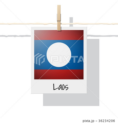 Photo of Laos flag on white background 36234206