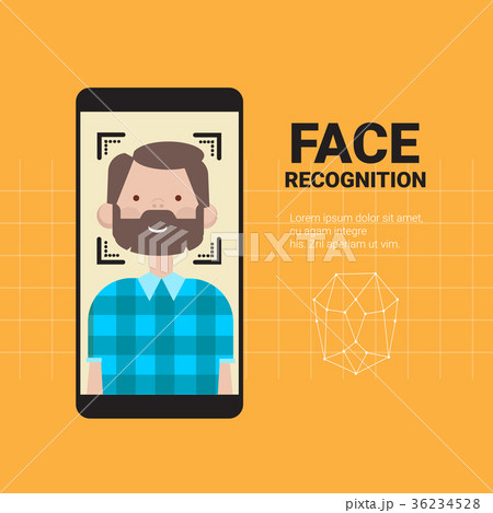 Smart Phone Scanning Man Face Modern Recognition Smart Phone Scanning Man Face Modern Recognition 36234528