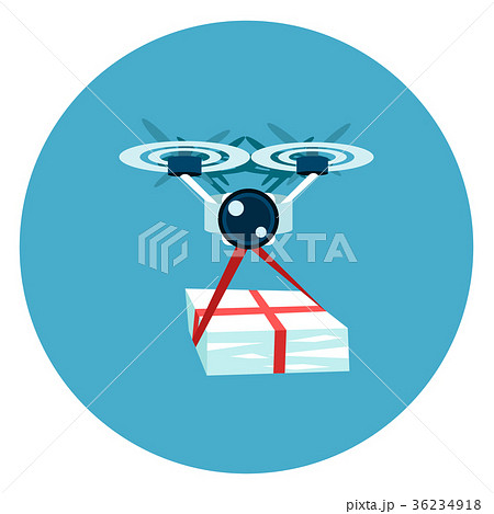 Drone Delivery Icon Web Button On Round Blue 36234918