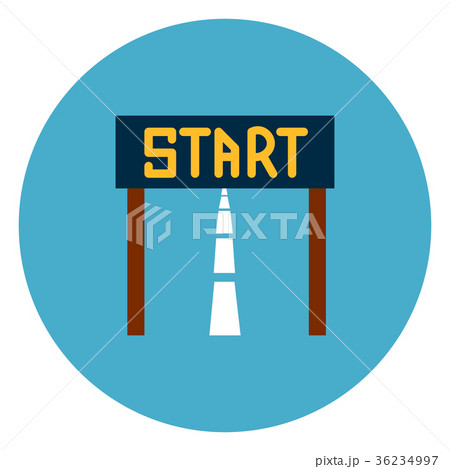 Start Race Icon Web Button On Round Blue 36234997