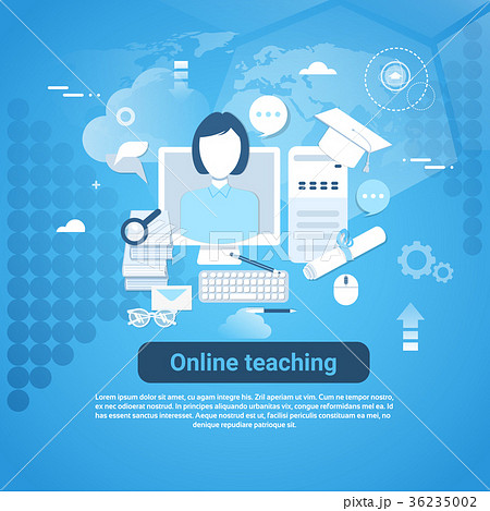 Online Teaching Web Banner With Copy Space On Blue Online Teaching Web Banner With Copy Space On Blue 36235002
