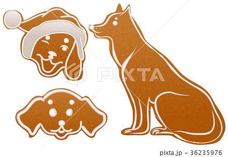 Set dog gingerbread cookie. Christmas ginger snap 36235976