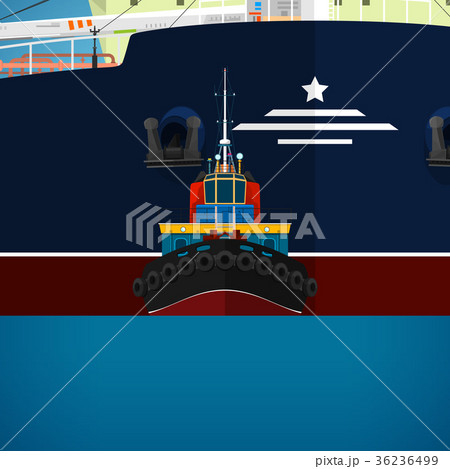 Tugboat Towing a Large Ship 36236499