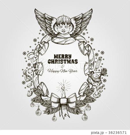 Beautiful angel with a frame made of ribbon 36236571