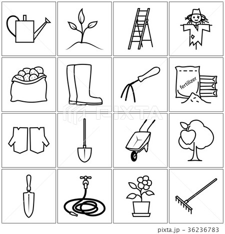 Line Icons Gardening Equipment 36236783