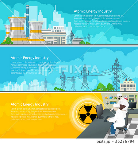 Nuclear Power Plant Horizontal Banners with Text 36236794
