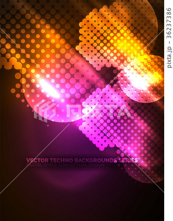 Shiny neon glowing circles, dot particles Shiny neon glowing circles, dot particles 36237386