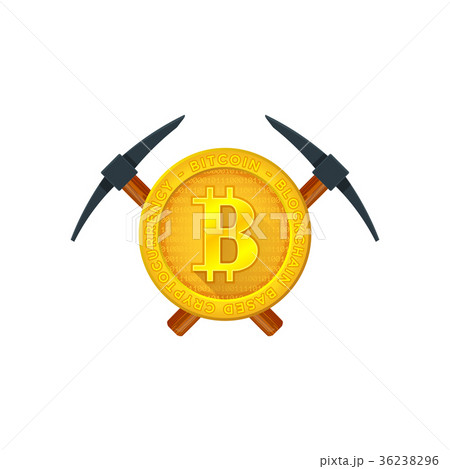 Bitcoin currency mining logo sign. 36238296