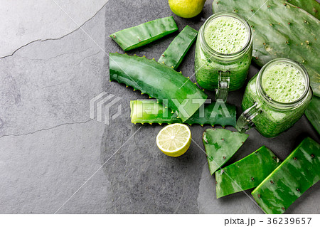 Healthy cactus nopales, aloe vera and lemon detox 36239657