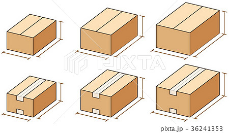ダンボール箱のサイズのイラスト素材 36241353 Pixta