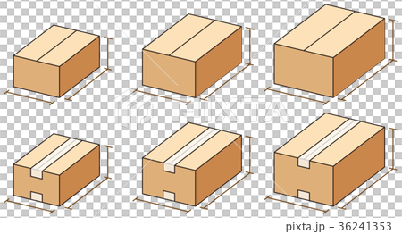 ダンボール箱のサイズのイラスト素材