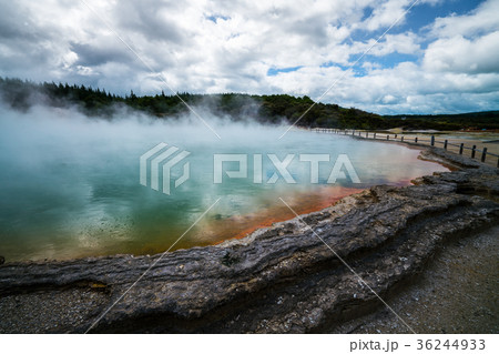 Champagne pool in Rotorua, New Zealand at Sunrise 36244933