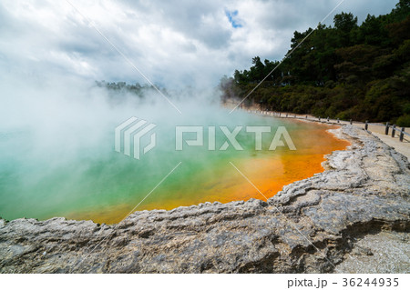 Champagne pool in Rotorua, New Zealand at Sunrise 36244935