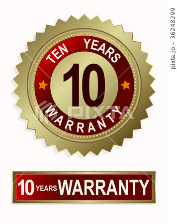 Emblem of gold color with the text of ten-year Emblem of gold color with the text of ten-year 36248299