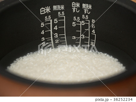 炊飯器　水に浸したお米 36252234
