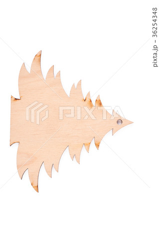 Carved wooden Christmas tree, top view. 36254348