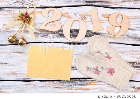 New Year 2019 wooden background. New Year 2019 wooden background. 36255056