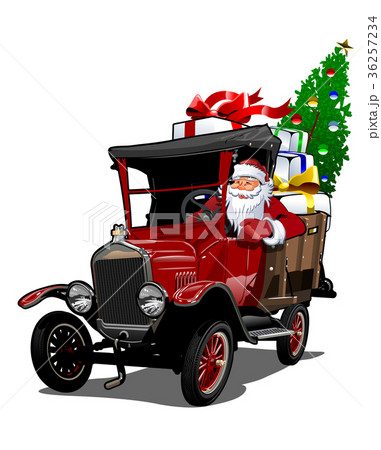 Cartoon retro Christmas truck Cartoon retro Christmas truck 36257234
