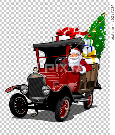 Cartoon retro Christmas truck Cartoon retro Christmas truck 36257234