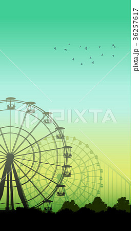 Illustration of roller-coaster and Ferris Wheel. 36257617