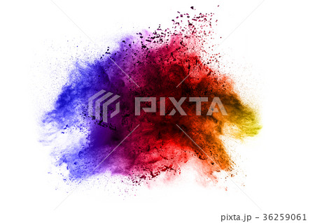 Multicolored powder explosion on white background. 36259061