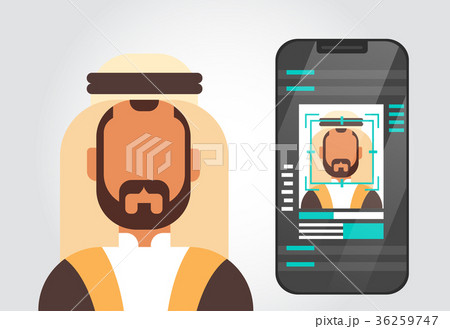 Smart Phone Security System Scanning Muslim Man Smart Phone Security System Scanning Muslim Man 36259747