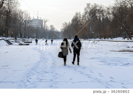 Walking on a frozen river 36260802