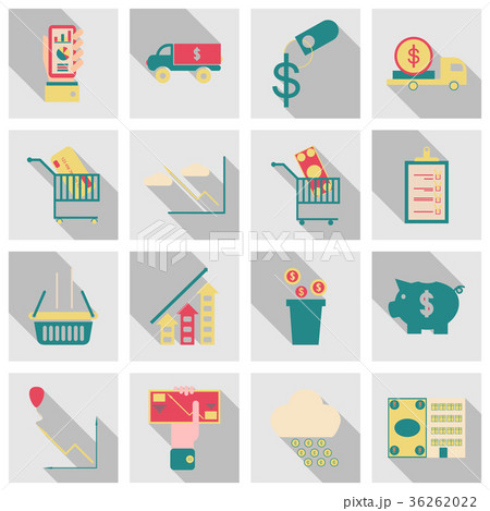 Set of business simple icons. Economic concept in 36262022